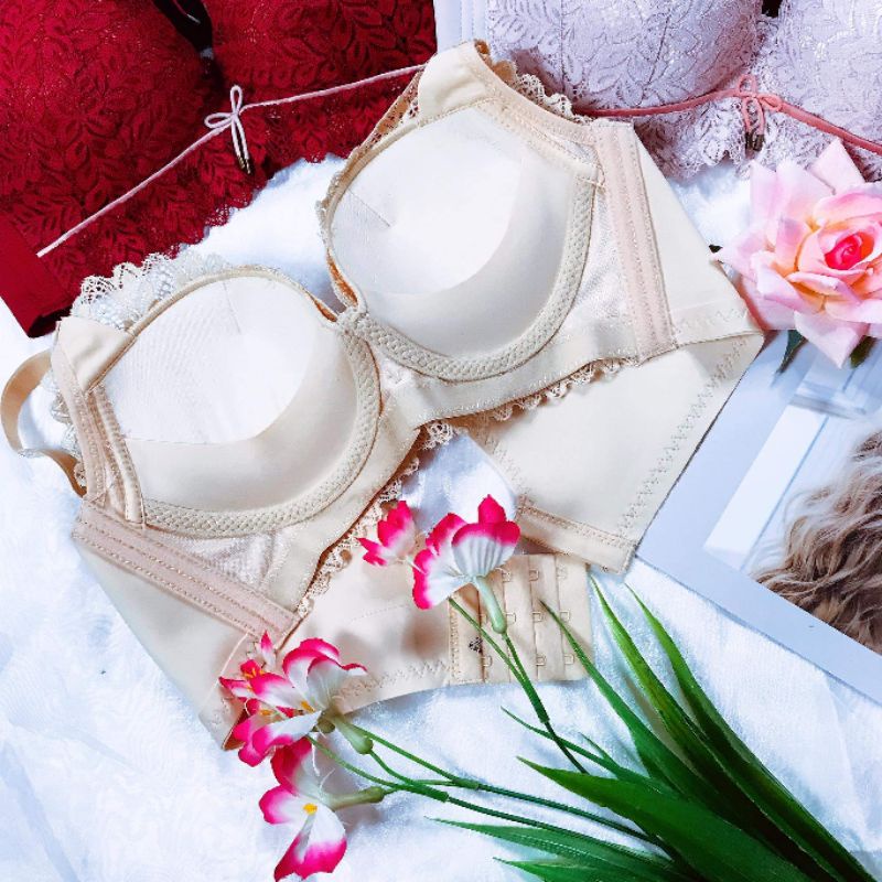 Áo lót ren thái lan không gọng siêu nâng đẩy 5CM bản lưng to - dành cho ngực nhỏ tạo khe thần thánh