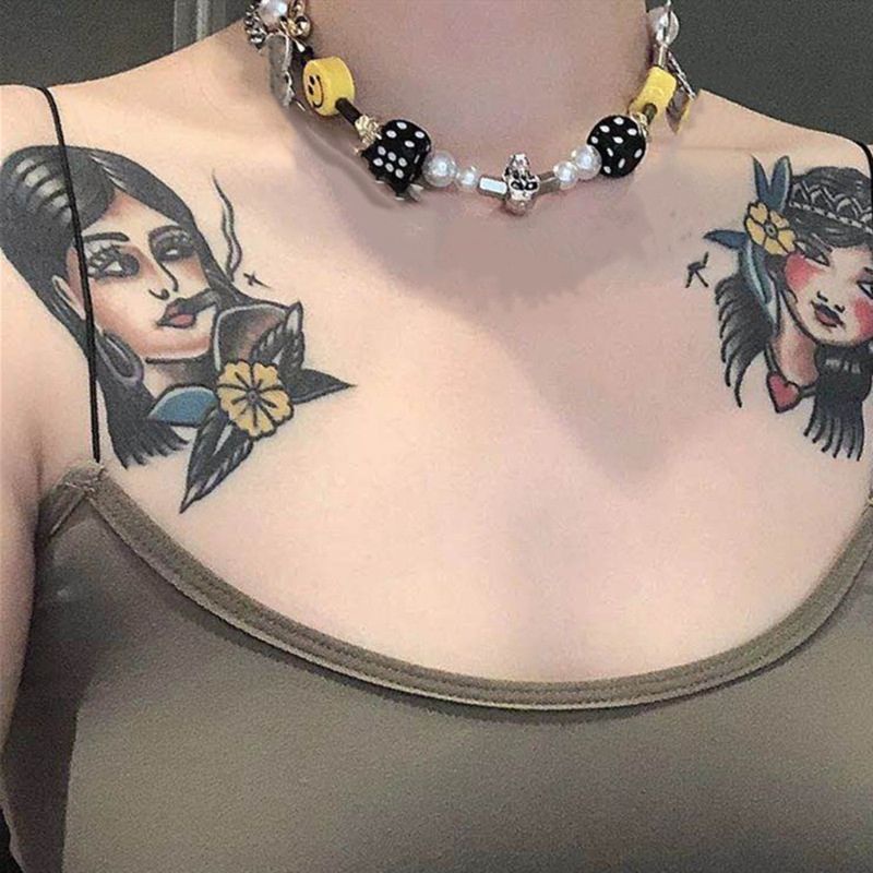 Vòng cổ choker đính hạt hình đầu lâu thời trang cá tính