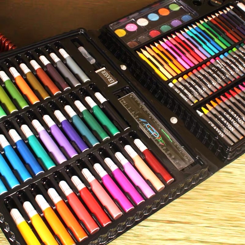 Hộp bút màu 150 chi tiết loại lớn, 36 màu 37,5x31 cm cho bé thoả sức sáng tạo