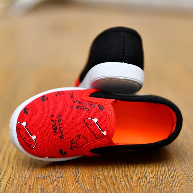 Giày Lười Vải Canvas Thiết Kế Xinh Xắn Đáng Yêu Cho Bé