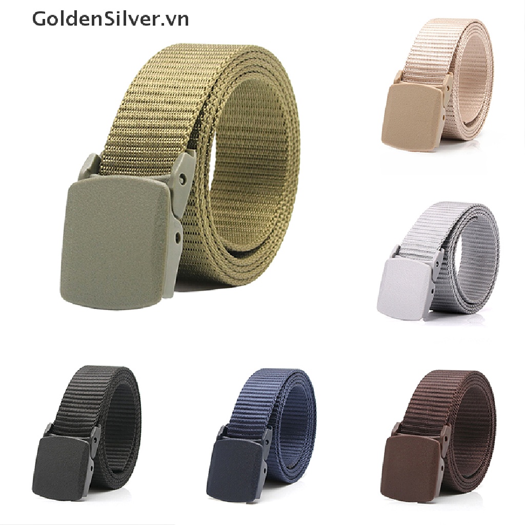 Thắt Lưng Canvas Quân Đội Màu Bạc Cho Nam