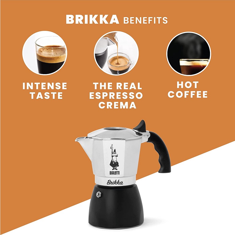 Ấm pha cà phê Bialetti New Brikka Espresso Coffee 2 Cups, 4 Cups - Chính hãng Bialetti