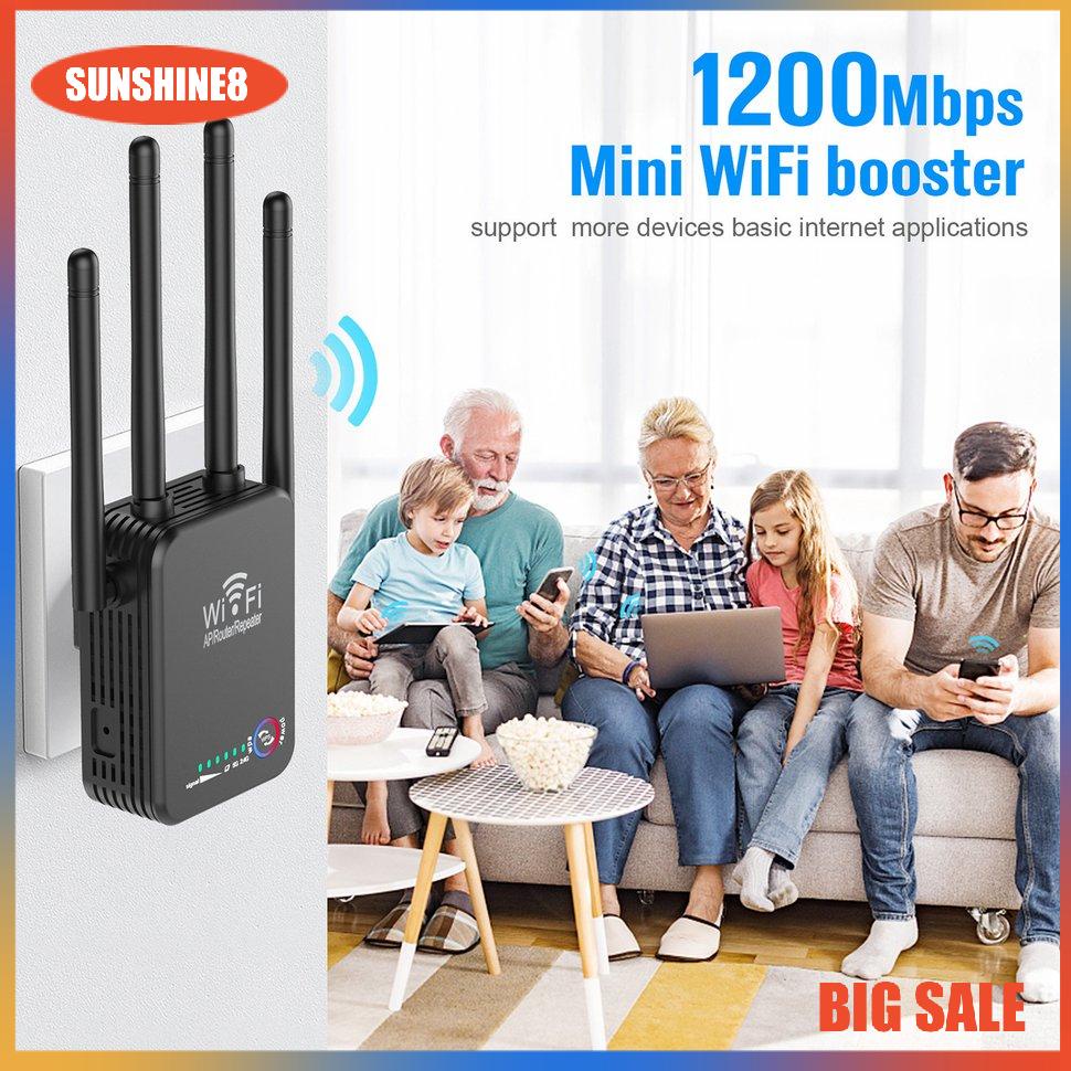 【SUN】Wifi Router 1200Mbps Mini Gigabit Dual Band 5G Network Repeater Signal Booster
