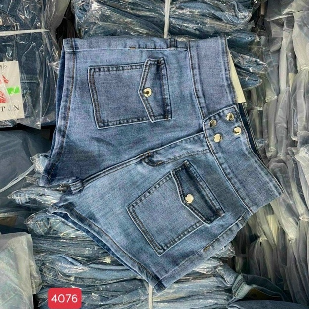 Quần Short Jean, Short Bò Nữ ❤️FREESHIP❤️ Quần Đùi Nữ lưng cao phối túi hộp kết hợp 4 nút siêu xinh A-T Fashion-QSJN4077