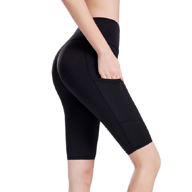 Quần đùi legging dáng lửng lưng cao co giãn nhanh khô nâng mông hỗ trợ tập gym cho nữ FENNIN (S-XXXL)