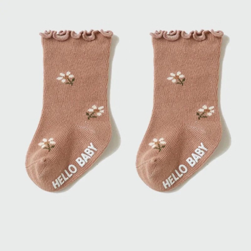 Vớ Cotton Mềm Co Giãn Chống Trượt In Họa Tiết Hoa Dễ Thương Dành Cho Bé Gái