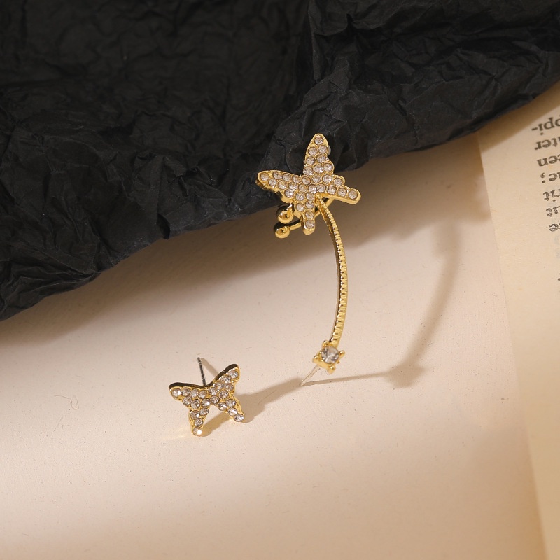 Set bông tai Bell Mew kẹp vành tai bướm vàng kim độc đáo BT278