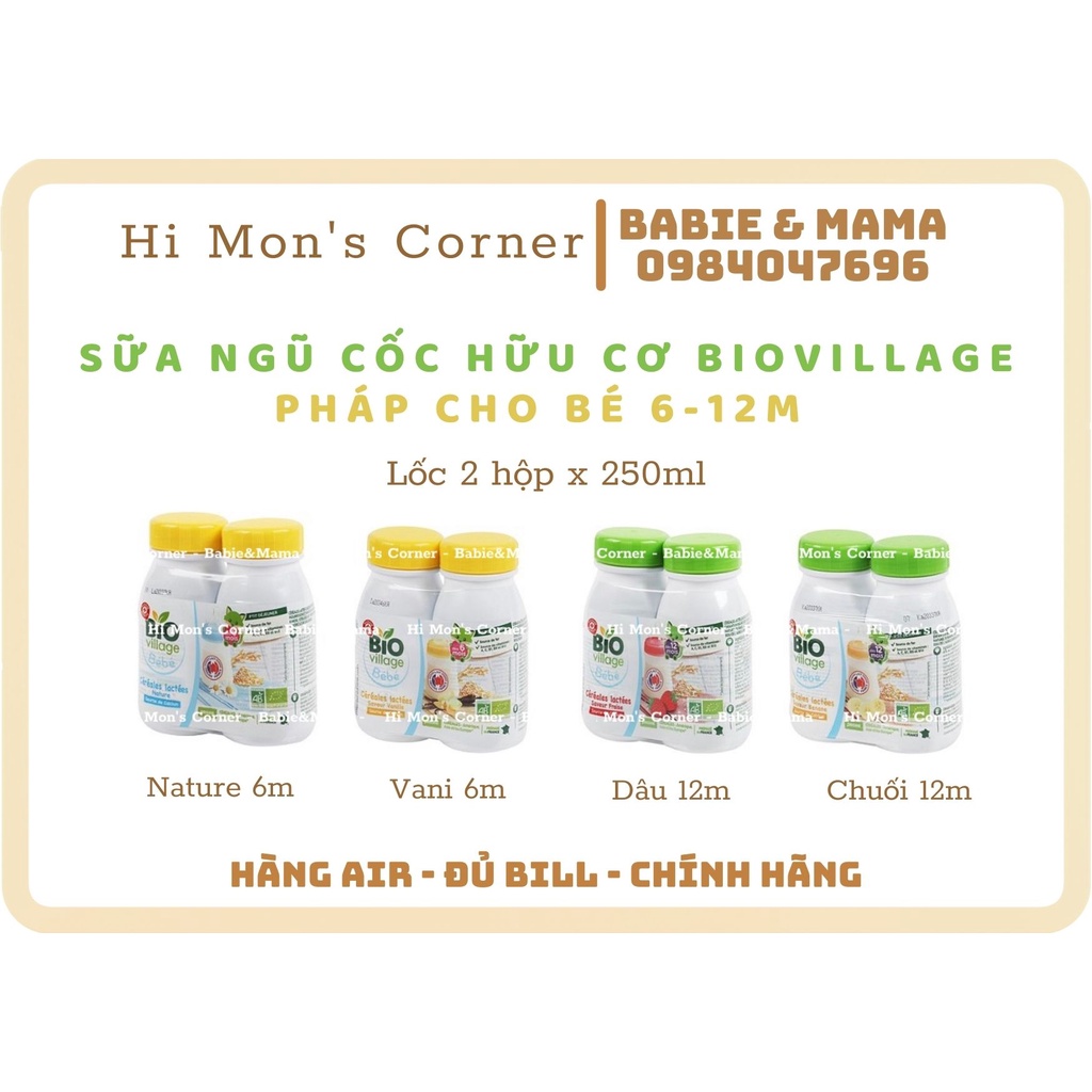 Sữa nước ngũ cốc hữu cơ BioVillage cho bé 6m - 1 lốc 2 hộp x 250ml [ Hàng Air ]