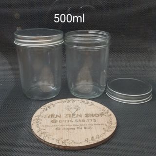 Hũ thủy tinh trong 500ml nắp thiếc bạc