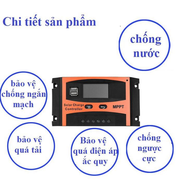 Điều khiển sạc năng lượng mặt trời MPPT 30A 12/24V tự nhận bình công nghệ MPPT hiệu suất cao tổn hao ít