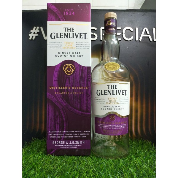 Vỏ chai rượu ngoại The Glenlivet các năm trưng bày Decor đẹp (chai rỗng)