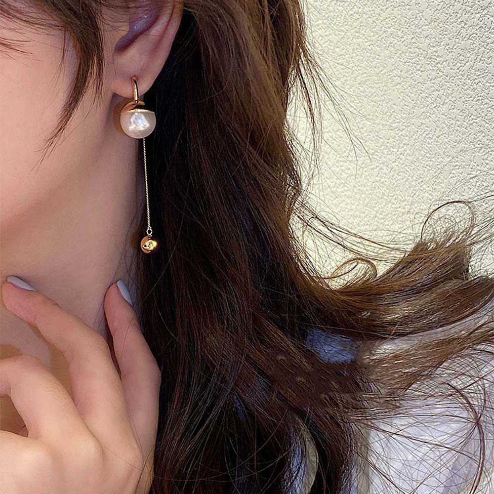 Bông tai hợp kim hình giọt nước đính ngọc trai giả nhiều màu thời trang cho nữ