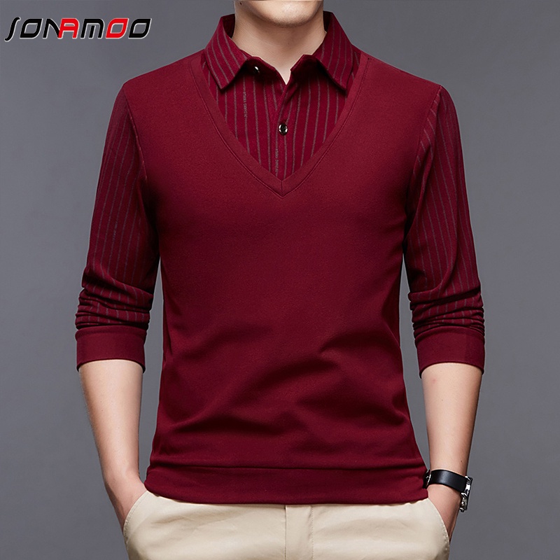 Áo polo vải cotton dài tay phong cách công sở thanh lịch cho nam với 5 màu bắt mắt tùy chọn | BigBuy360 - bigbuy360.vn