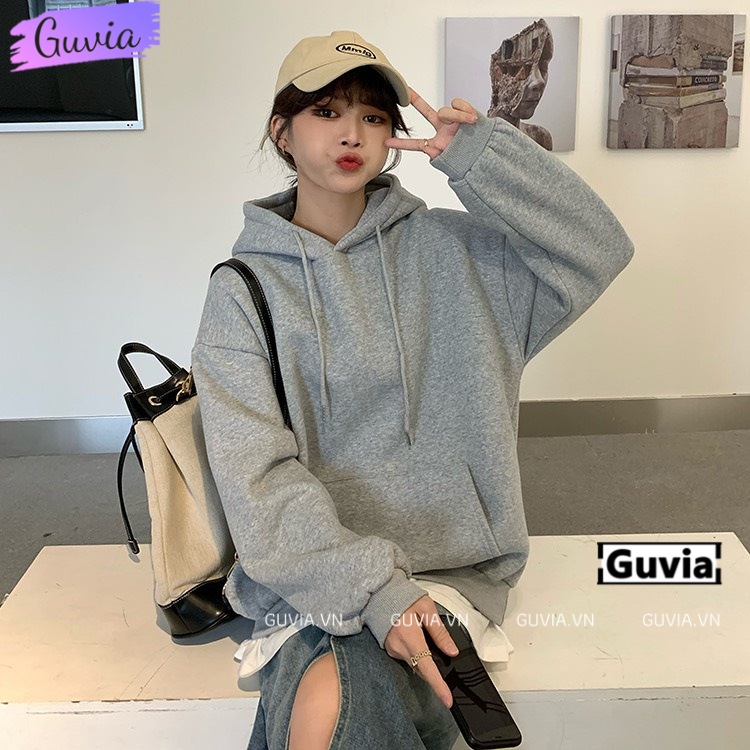 Áo Hoodie Trơn BASIC 2022 Chất NỈ Ngoại PE Form Rộng Nam Nữ GUVIA