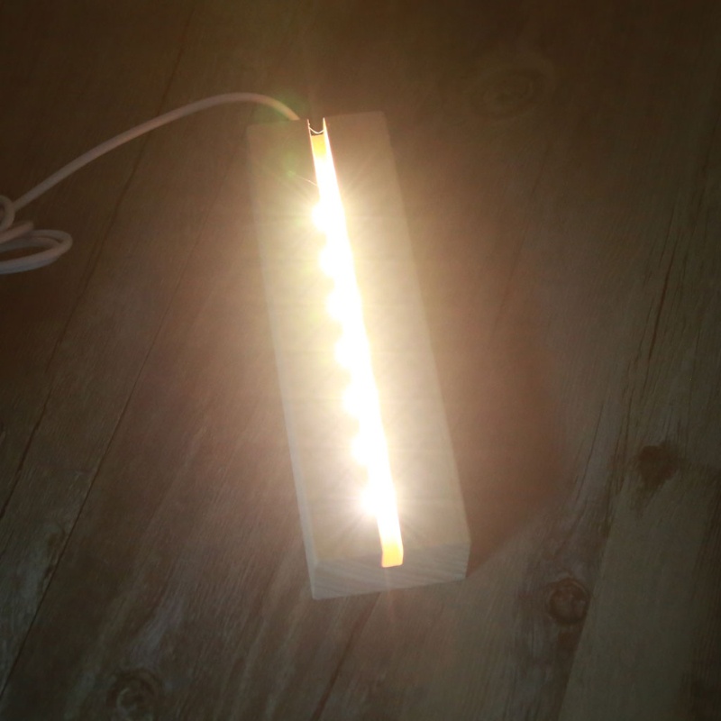 Đế đèn ngủ LED bằng gỗ hình chữ nhật chuyên dụng cho chiếu sáng mặt phụ kiện resin thủy tinh cắt nghệ thuật