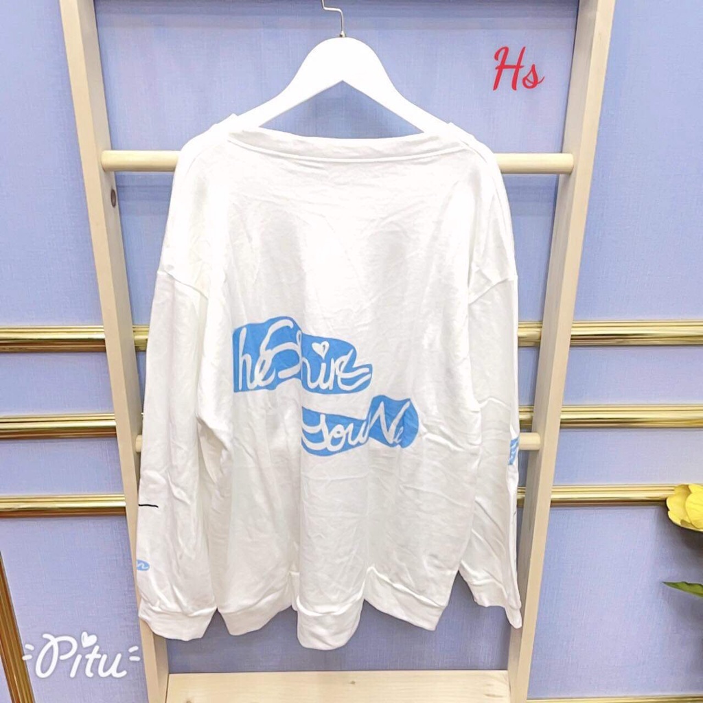 Áo Thun Sweater Nỉ Nữ Trắng Sky IM SICK 61kg - Dài Tay Dáng Rộng G0101