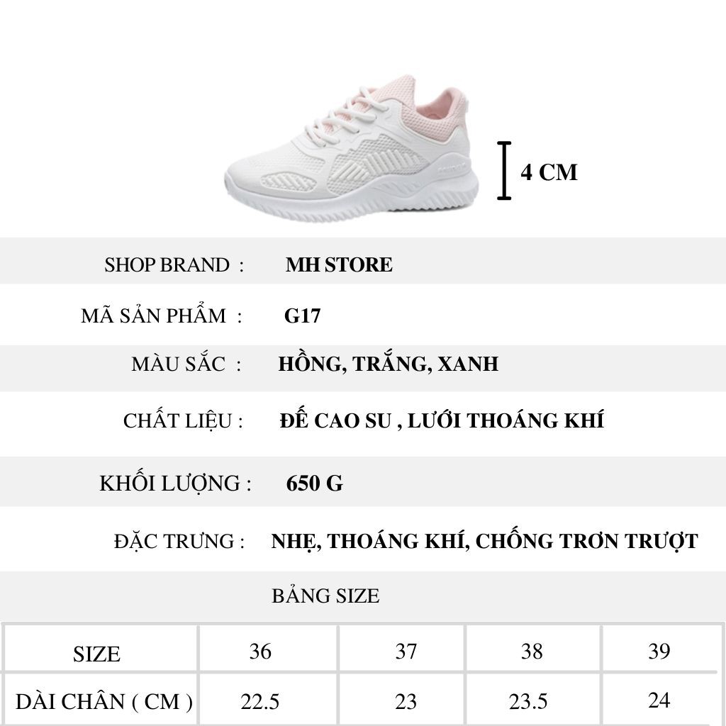 Giày Sneaker Nữ Nữ BUXINO17 Giày Thể Thao Nữ Trắng Độn Đế 6cm Cột Dây Cổ Thấp Chạy Bộ Đi Học Đi Chơi Size Từ 36 Đến 39