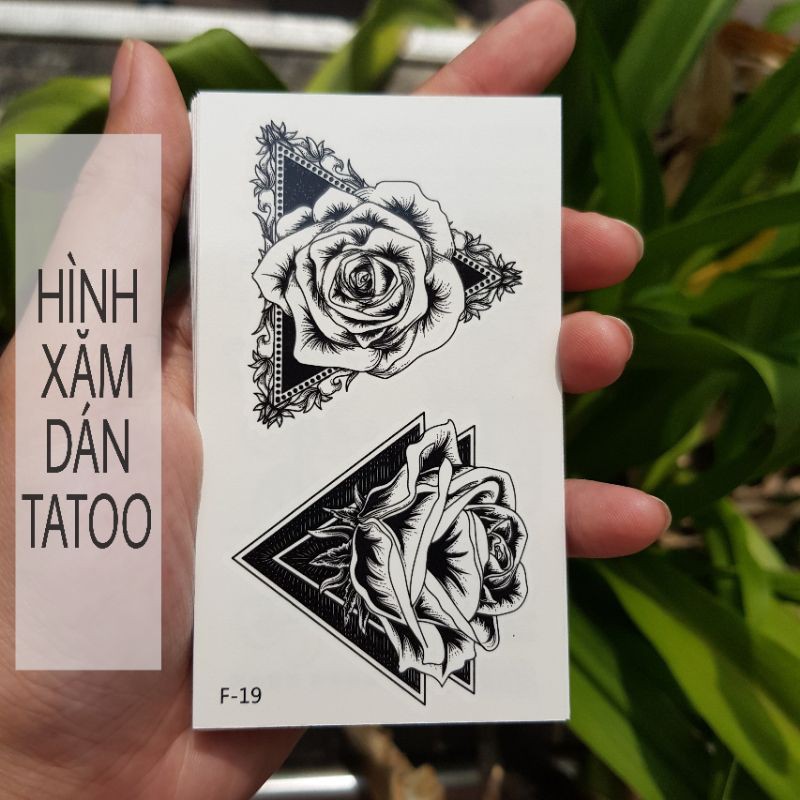 Hình xăm tam giác hoa nghệ thuật trừu tượng f19. Xăm dán tatoo mini tạm thời, size &lt;10x6cm