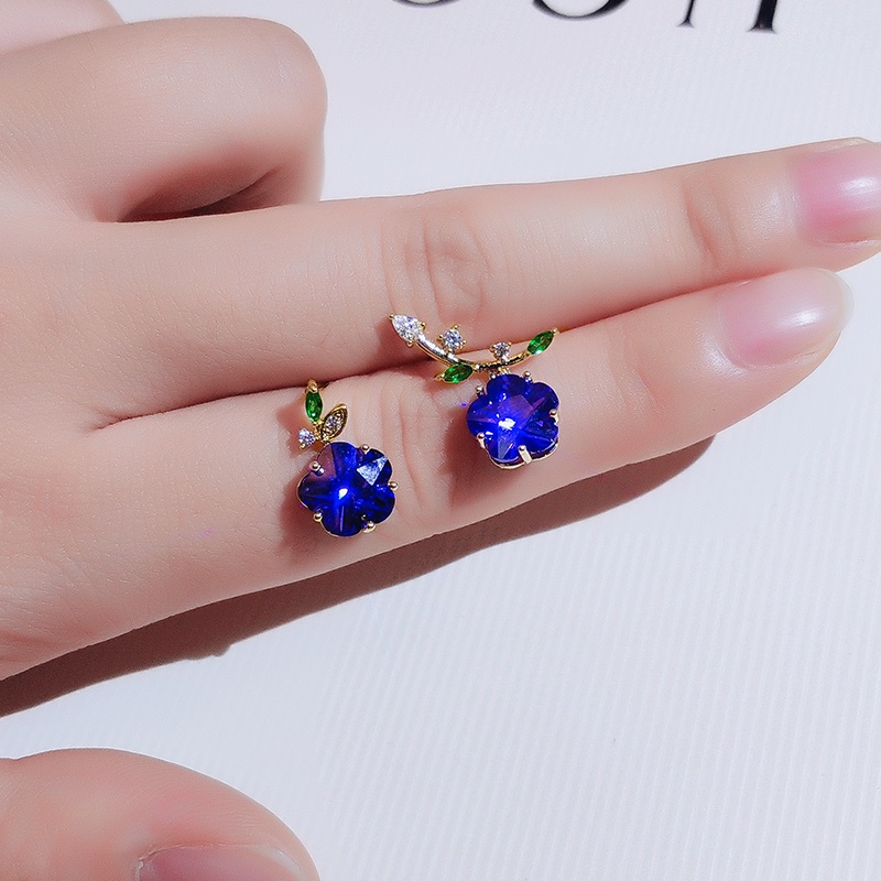 [Jiudolan] Bông Tai Hoa Pha Lê Tím Lấp Lánh Tinh Tế