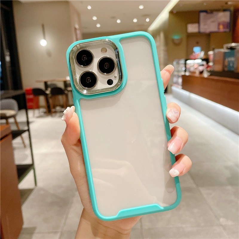 Ốp Điện Thoại Silicon Acrylic Cứng Trong Suốt Chống Sốc Mạ Viền Sang Trọng Dành Cho iPhone 13 12 11 Pro Max X XS XR