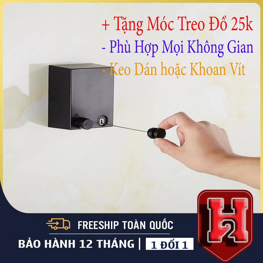 Dây Phơi Đồ Thông Minh ❤️FREE SHIP❤️Giàn Phơi Quần Áo Inox Không Khoan Đục Siêu Tiện Lợi