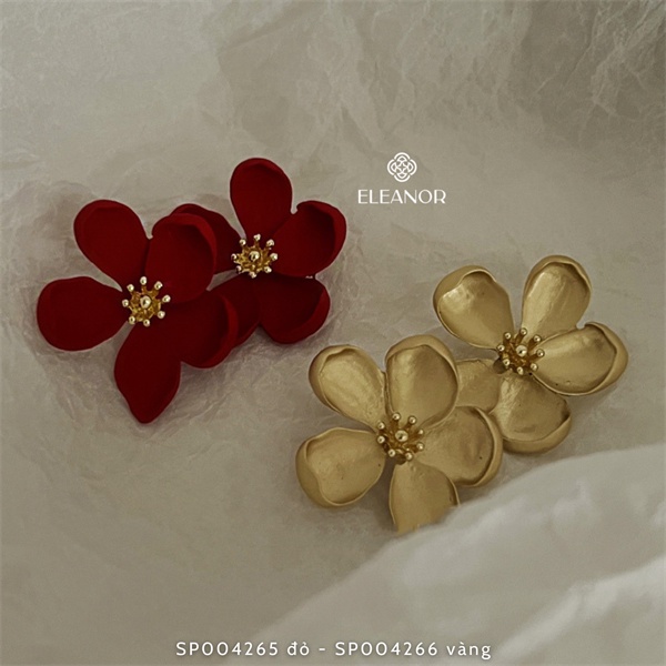 Bông tai nữ chuôi bạc 925 Eleanor Accessories hình bông hoa bản to phụ kiện trang sức 4265