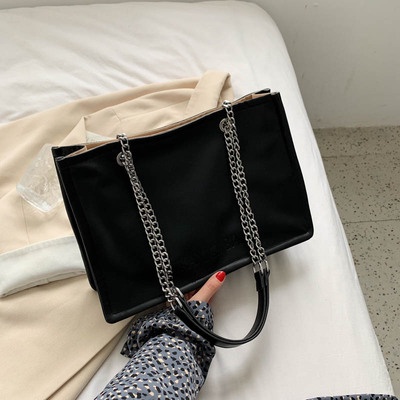 Túi xách tote da vuông kết cấu giản dị dạng hộp hợp thời trang dây chuyền kim cương Ulzzang siêu đẹp ❤️