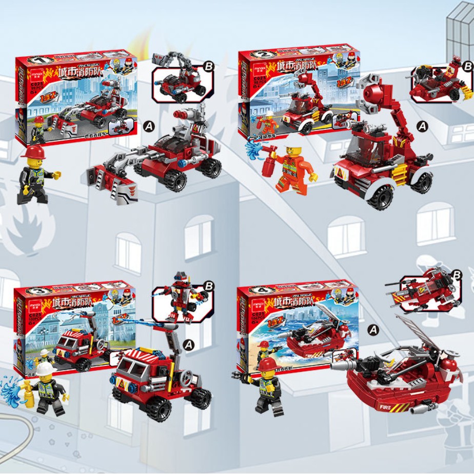 [906 CHI TIẾT-HÀNG CHUẨN] BỘ ĐỒ CHƠI XẾP HÌNH LEGO Lính Cứu Hỏa, Lắp Ghép Xe Cứu Hỏa