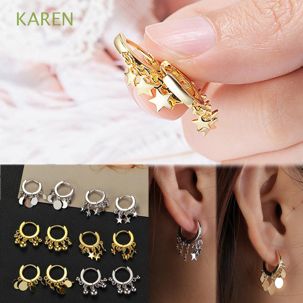 KAREN Women Simple Punk Jewelry|Round Hoop Earrings