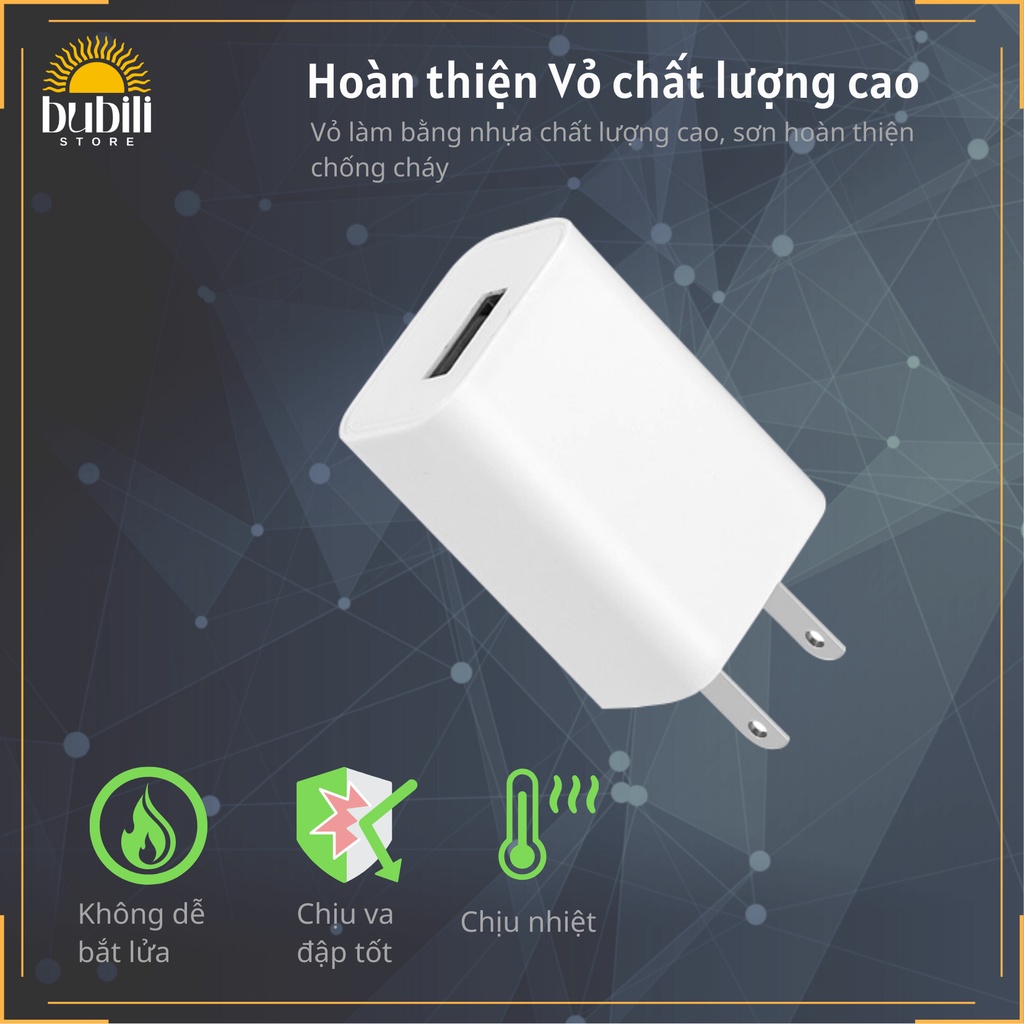 Củ sạc USB 5W 5V-1A sạc nhanh cho điện thoại đèn học