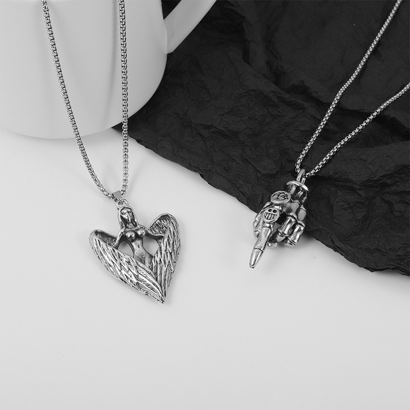 Vòng cổ Mặt Đầu Lâu Rô Bốt Phong Cách Âu Mỹ Vui Nhộn