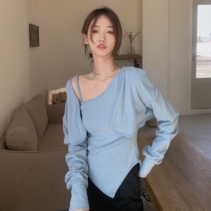 Set áo khoác cardigan tay dài dáng rộng ngắn và áo kiểu không tay phong cách Hàn Quốc thời trang dành cho nữ