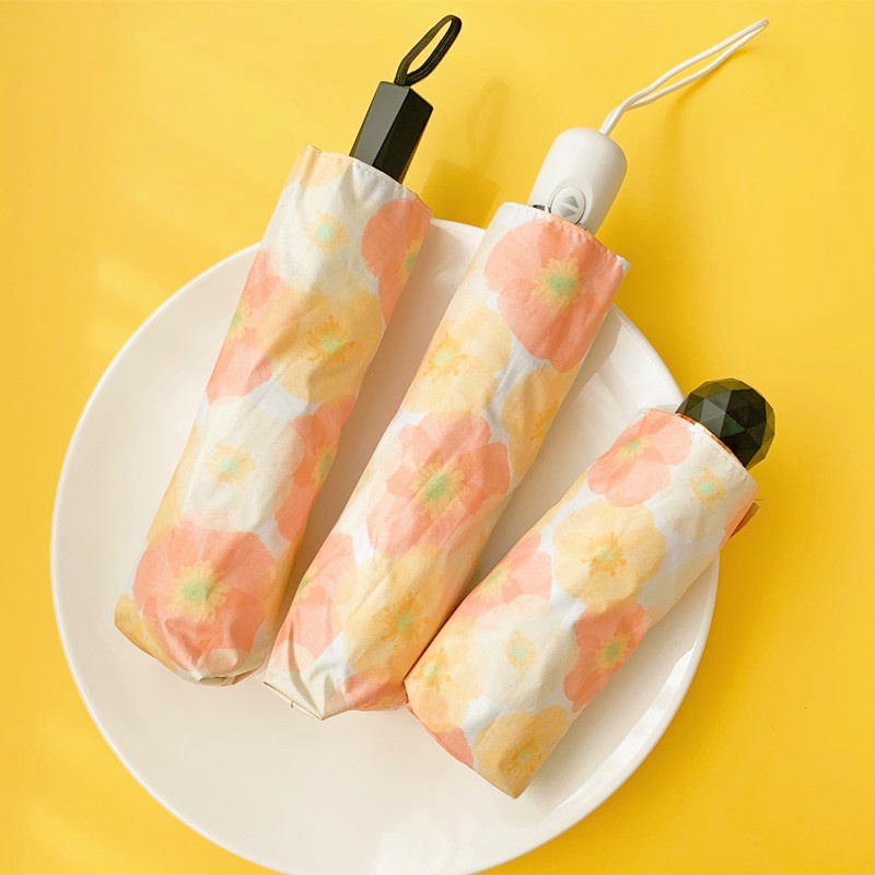 Dù Gấp Tự Động Chống Tia UV Họa Tiết Hoa Dễ Thương