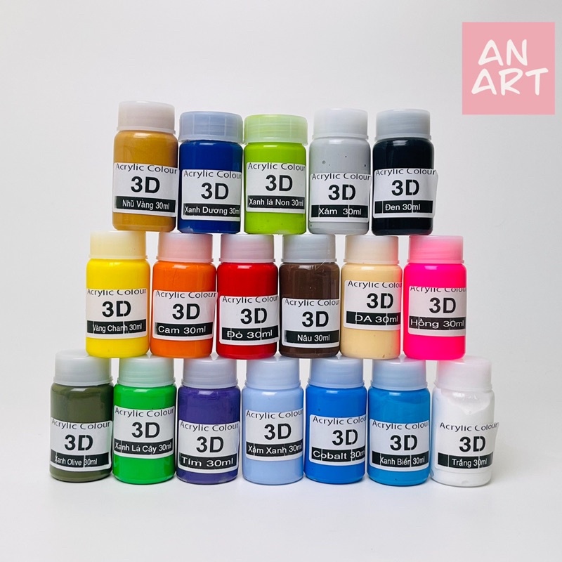Màu Acrylic 3D , 5D 30ml Custom Giày, Vải, Túi, Vẽ Lên Tranh Giấy, Vải Toan