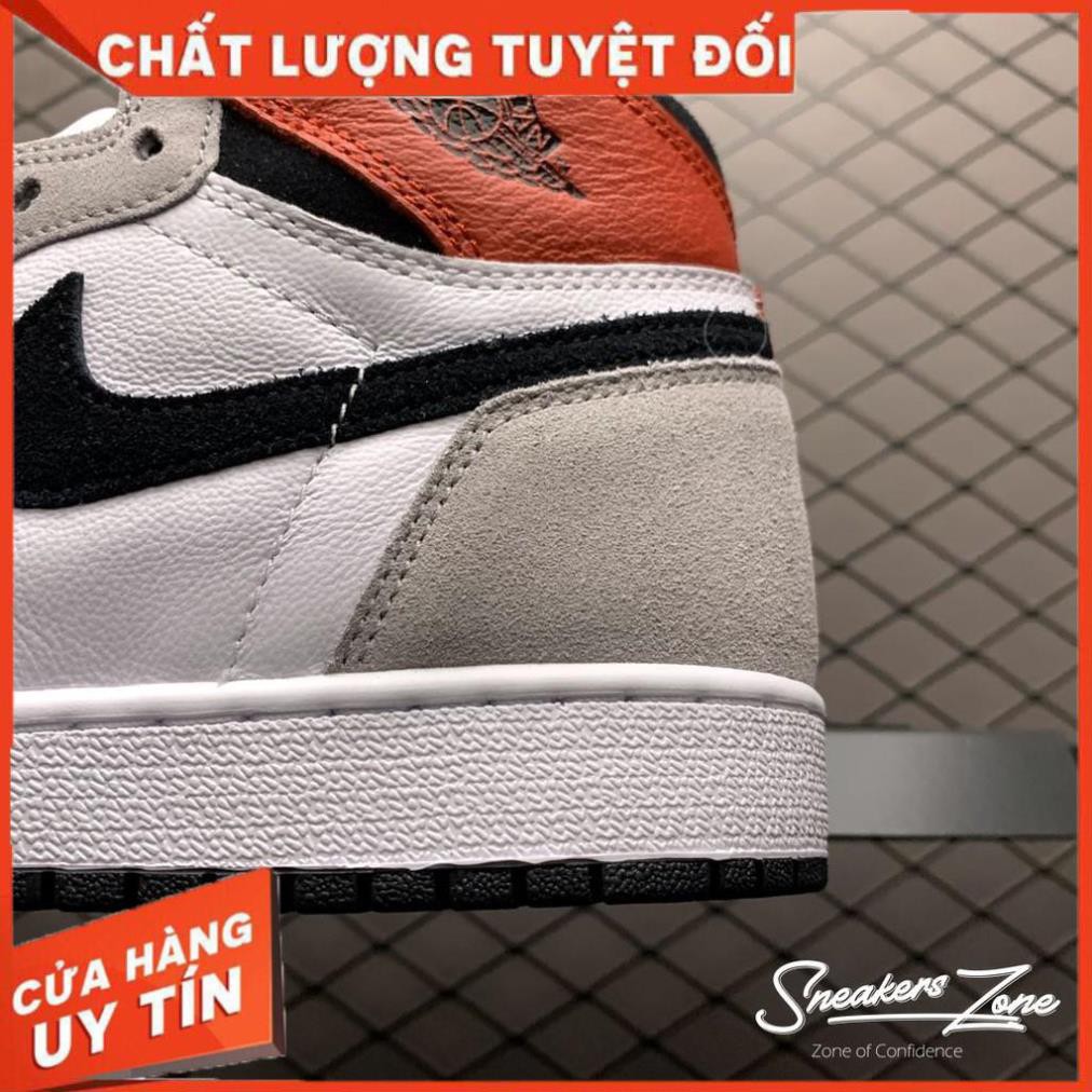 (FREESHIP+QUÀ) Video Giày thể thao AIR JORDAN 1 Retro High Light Smoke Grey xám tai đỏ cao cổ | "