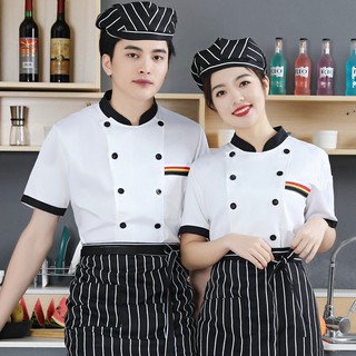 Áo Đồng Phục Đầu Bếp Ngắn Tay Thoáng Khí Chất Lượng