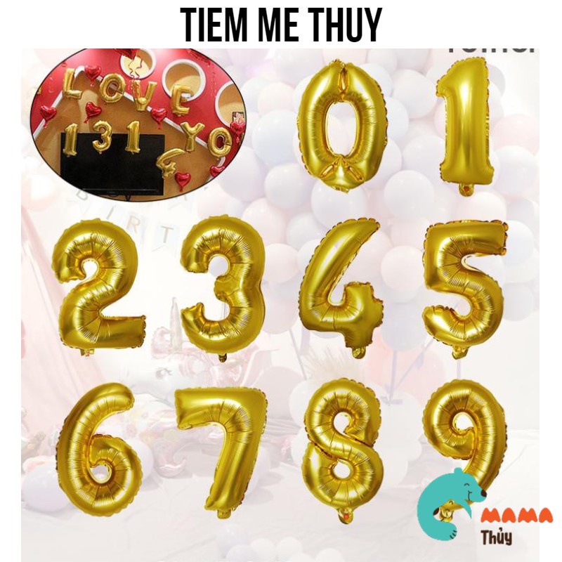 Bóng số trang trí sinh nhật 16inch (40cm) gold