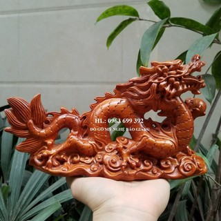 Tượng con rồng gỗ hương dài 25 cm [RẺ SẬP SÀN]