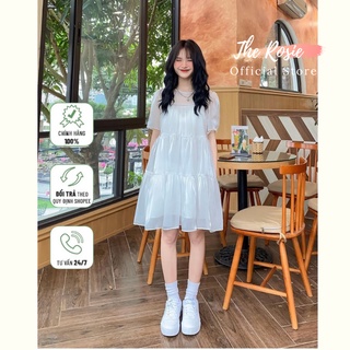 Váy Babydoll trắng xòe siêu xinh, dễ thương hàng cao cấp và Váy kẻ caro đỏ trắng