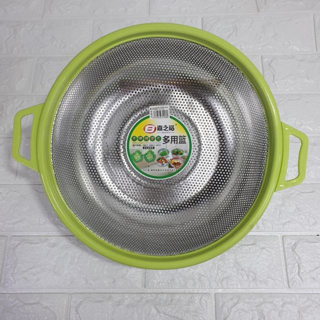 Rổ inox đa năng lỗ nhỏ - Rá inox có quai cầm nhựa giảm nóng dễ sử dụng, kích thước nhỏ gọn đựng thực phẩm tiện dụng