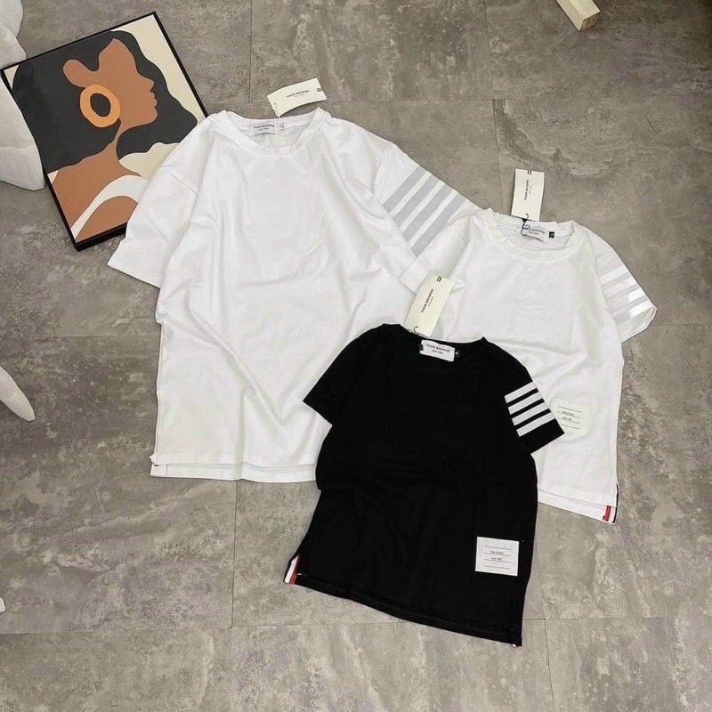 Áo phông_Áo thun Thom kẻ 4 sọc from rộng