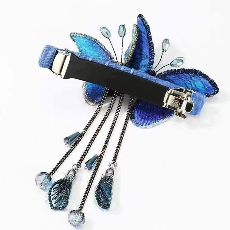 Trâm Cài Tóc Hình Bướm Phối Tua Rua Phong Cách Vintage Cho Nữ