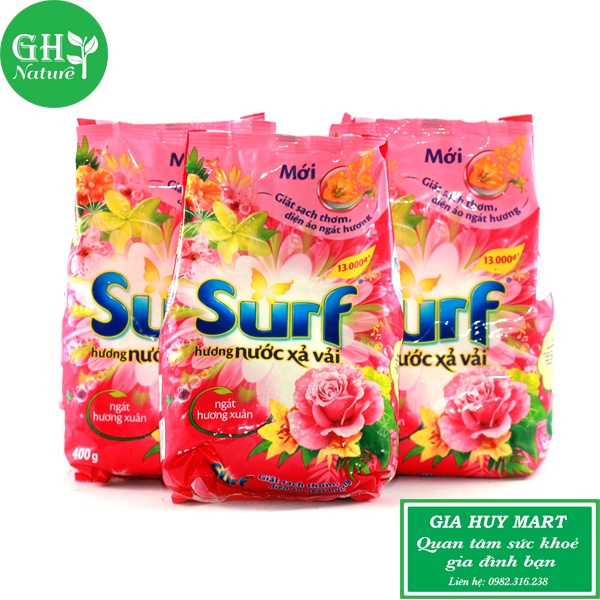 Bột giặt Surf hương nước xả vải ngát hương xuân túi 5,5kg, sạch nhanh hiệu quả, hương hoa lan tỏa