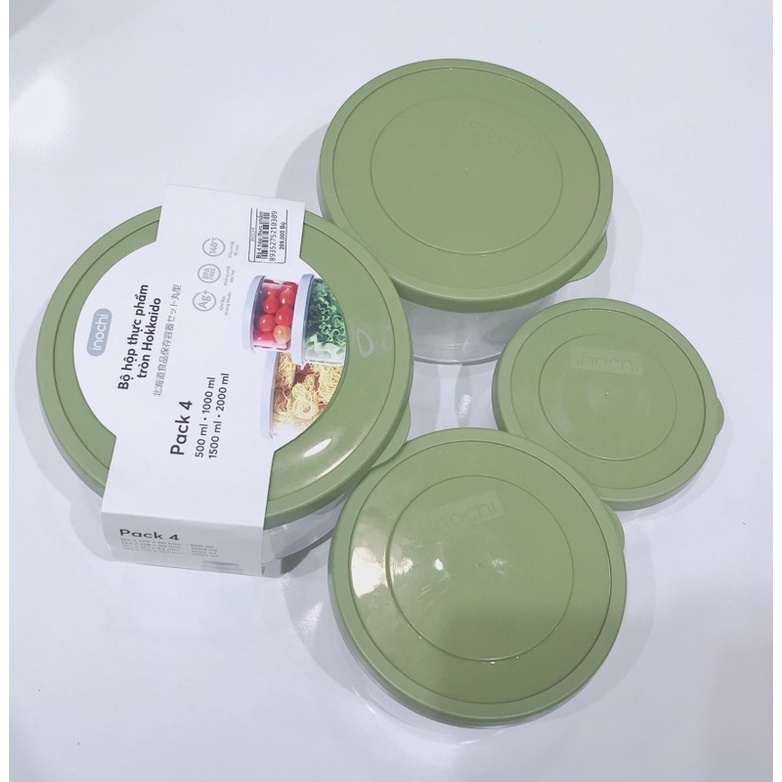 INOCHI Bộ 4 Hộp Đựng Thực Phẩm Hokkaido nhựa nguyên sinh kháng khuẩn, không mùi dùng trong lò vi sóng nhiều hình dạng