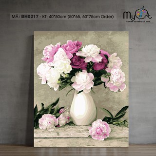 Tranh tô màu sơn dầu số hóa - Mã BH0217 Tranh hoa tĩnh vật treo tường trang trí làm quà tặng