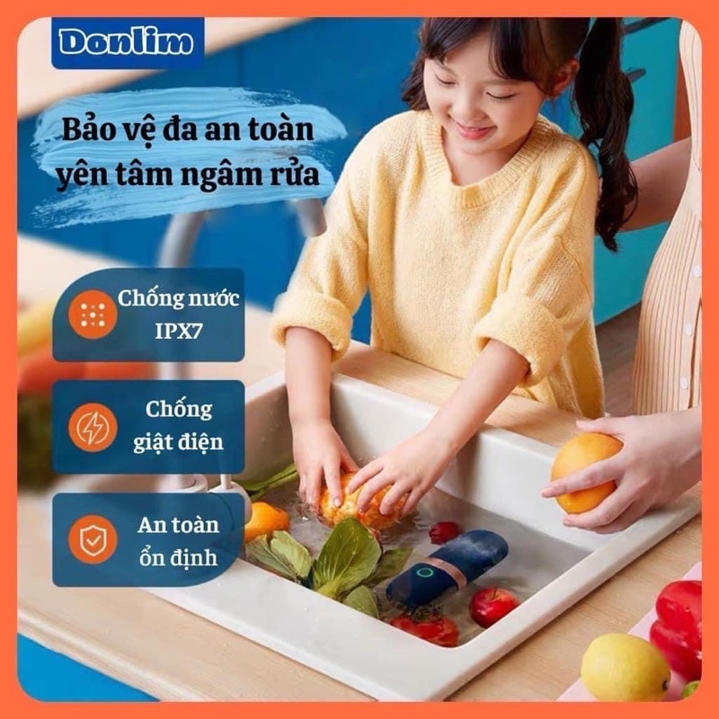 CHÍNH HÃNG DOLIM ] Máy tiệt trùng hoa quả Donlim, máy rửa rau tự động không dây sử dụng cho gia đình