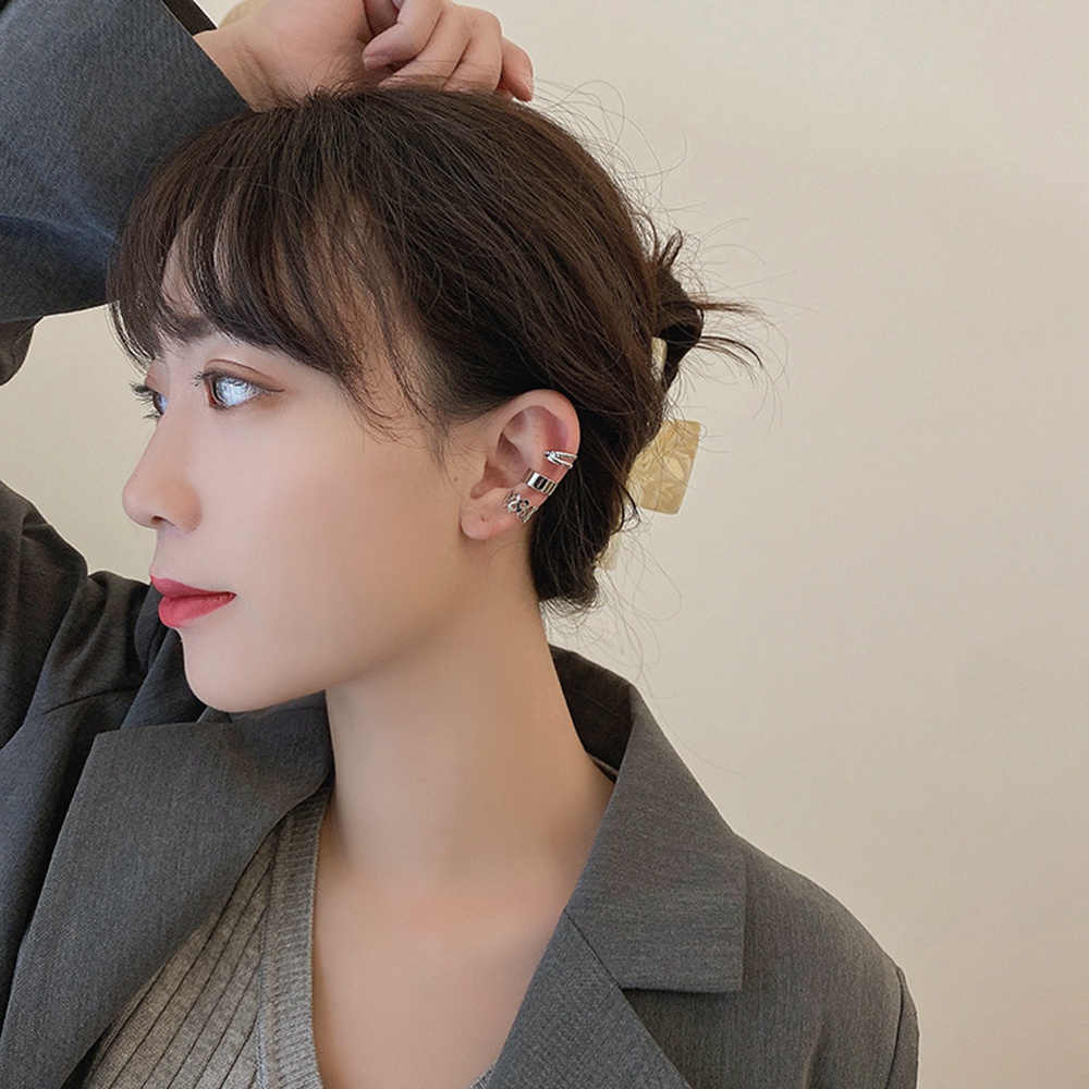 USNOW Khuyên đeo vành tai tròn không cần xỏ lỗ phong cách Hàn Quốc Vintage