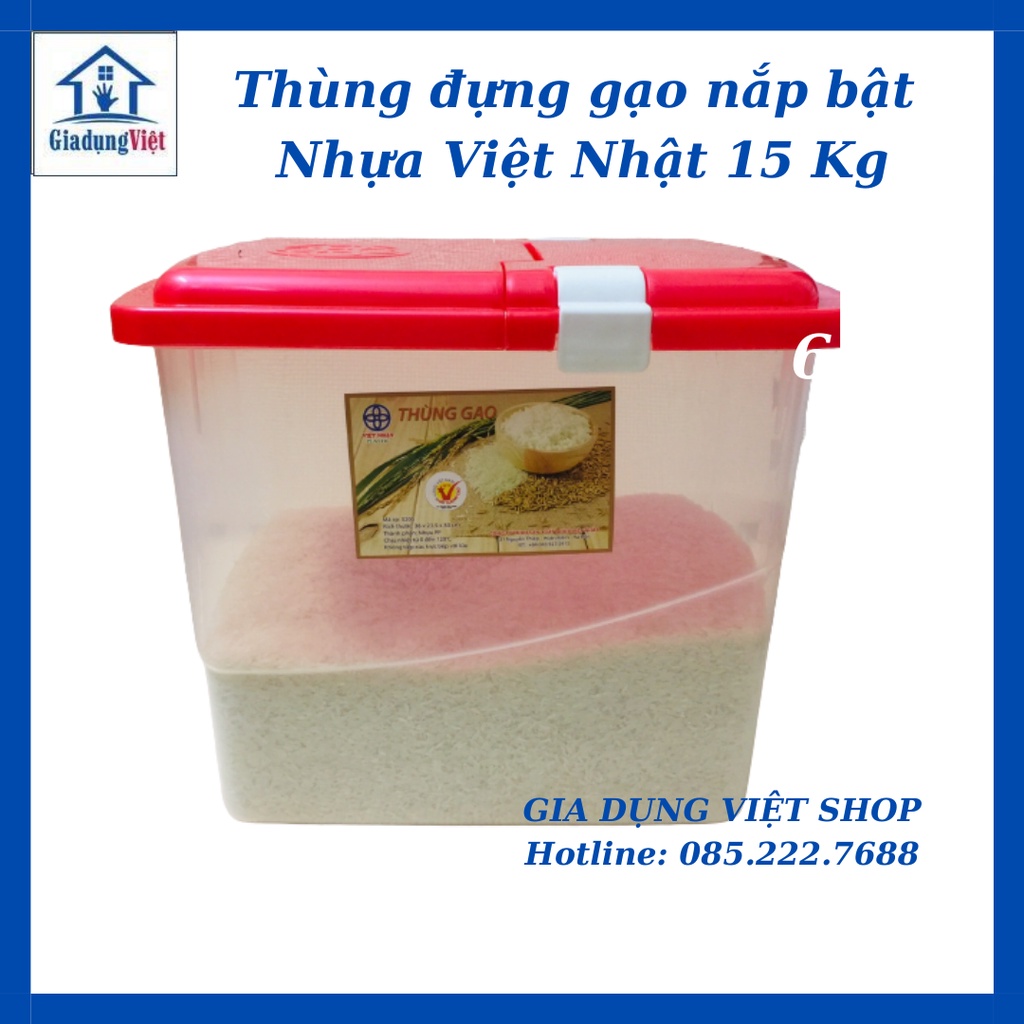 Thùng đựng gạo nắp bật Nhựa Việt Nhật 15 Kg