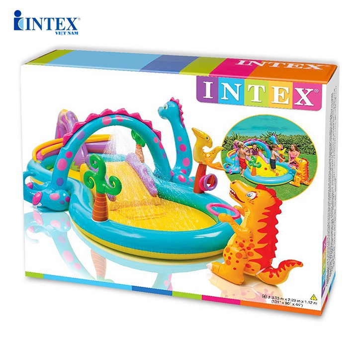 Bể bơi cầu trượt phun mưa khủng long INTEX 57135