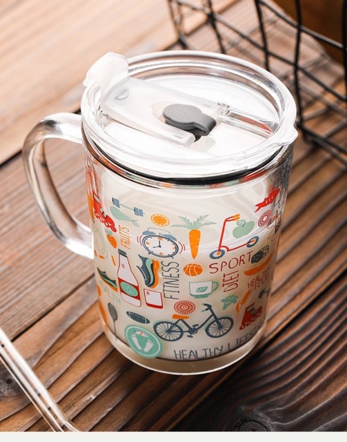 Cốc thuỷ tinh có vạch chia ml và ống hút | BigBuy360 - bigbuy360.vn